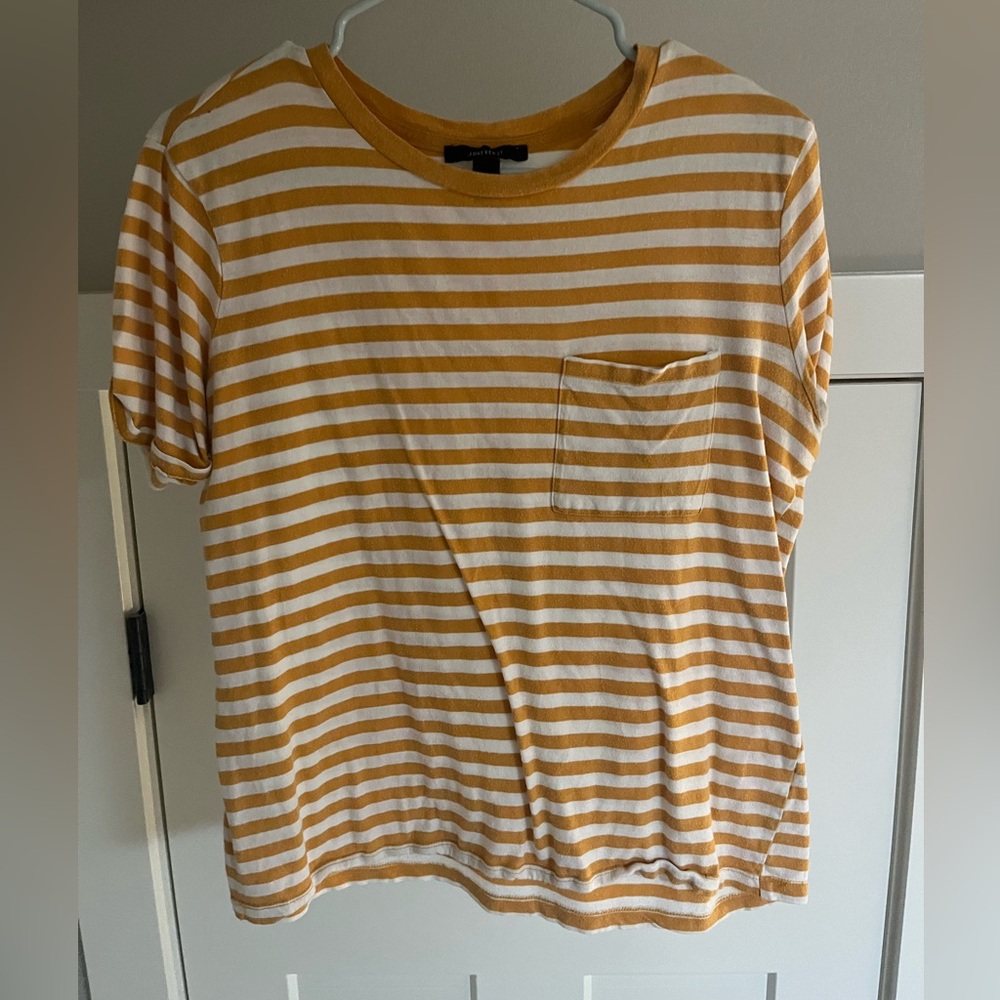 Forever 21 Mustard and White Striped Tee